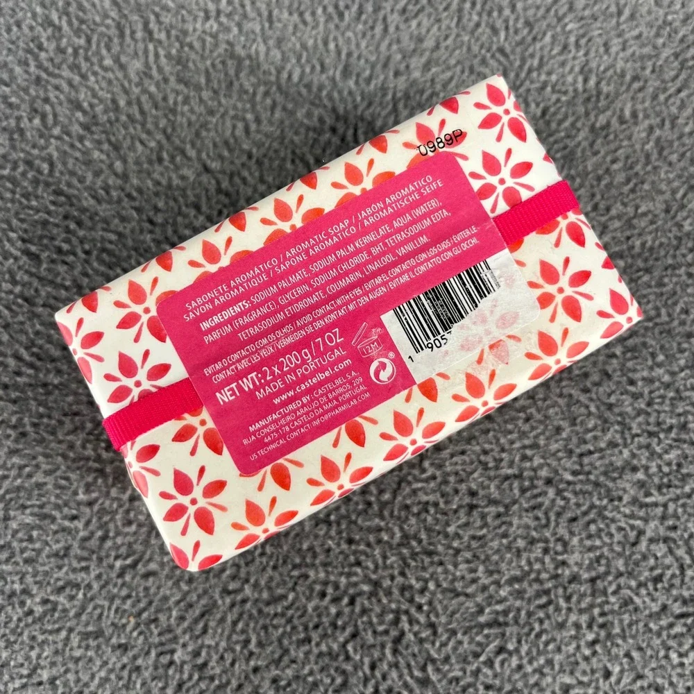 Castelbel Wild Strawberry Soap Bar 2-Pack 7 oz Portugal Pink Fruit Floral Gift
